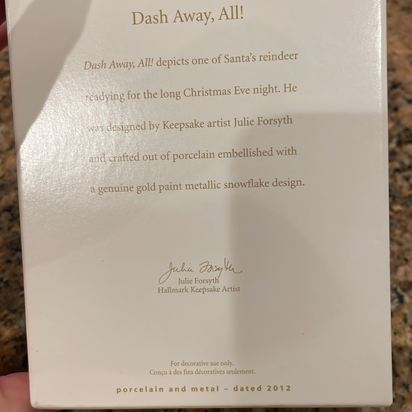 Hallmark Keepsake ornament - Dash Away, All -- New in box - white reindeer gold - Picture 4 of 5